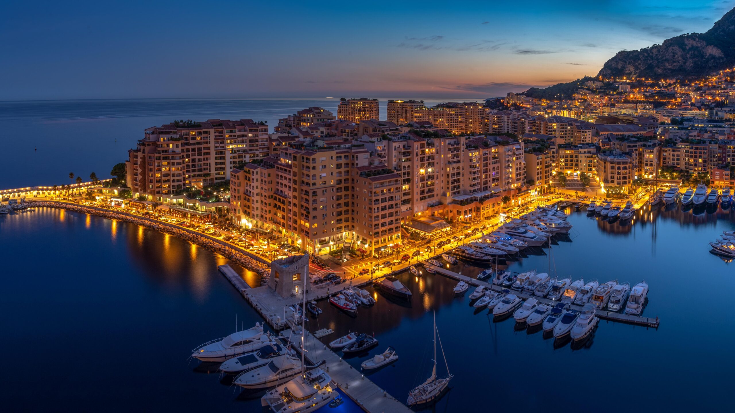 Fontvieille neighbourhood at night time