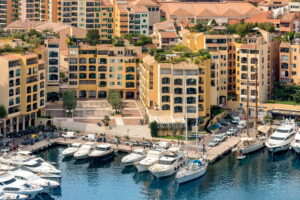 Place du Campanin square beside Port de Fontvieille marina Monaco